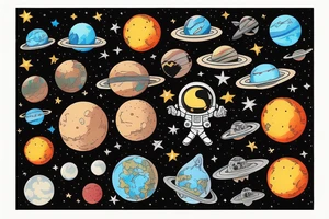 astronaut visiting new planet tattoo idea