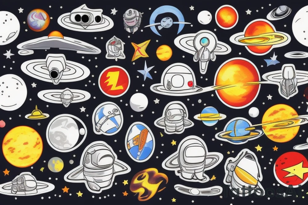 astronaut visiting new planet tattoo idea