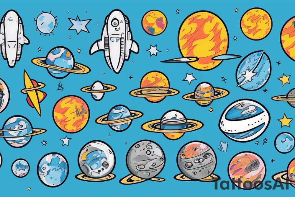astronaut visiting new planet tattoo idea