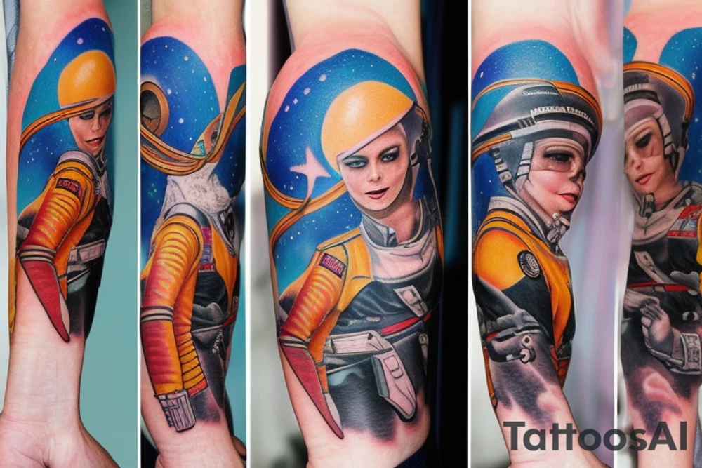 astronaut visiting new planet tattoo idea