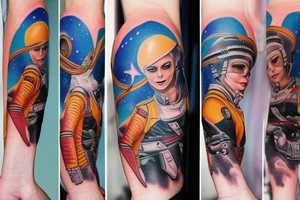 astronaut visiting new planet tattoo idea