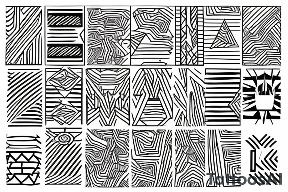 word around thick line design geometric pattern tattoo idea