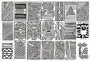word around thick line design geometric pattern tattoo idea