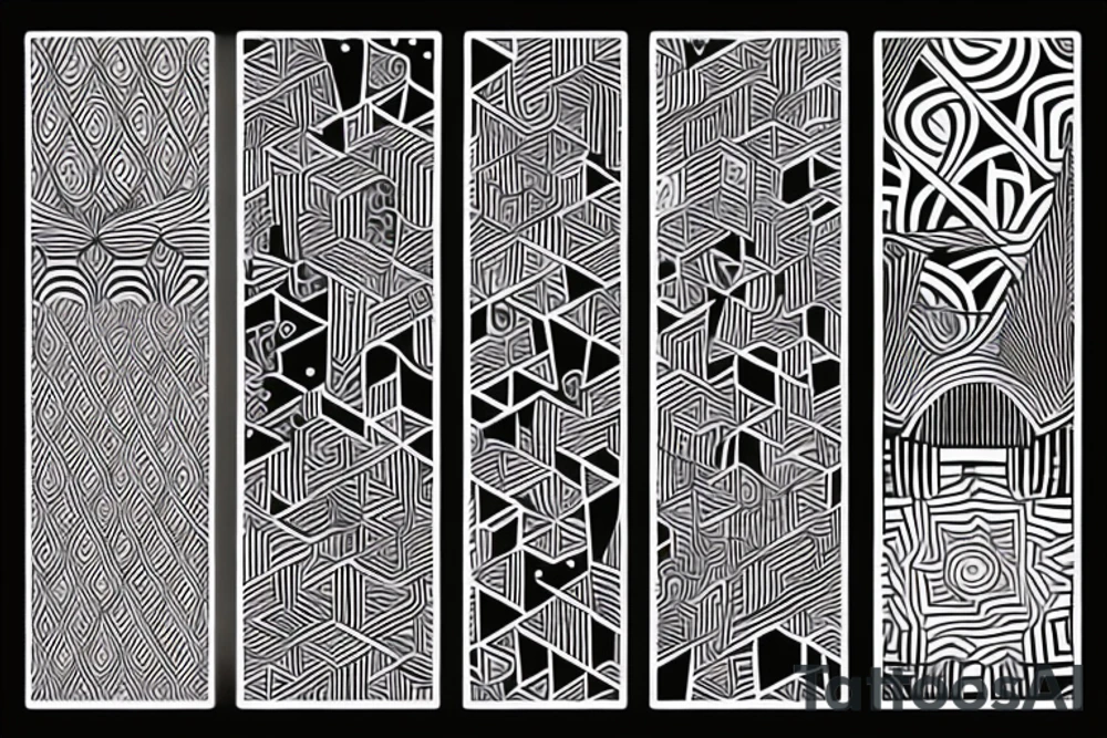 word around thick line design geometric pattern tattoo idea