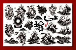 Samurai, Mountains, River,  Japanese fisherman tattoo idea
