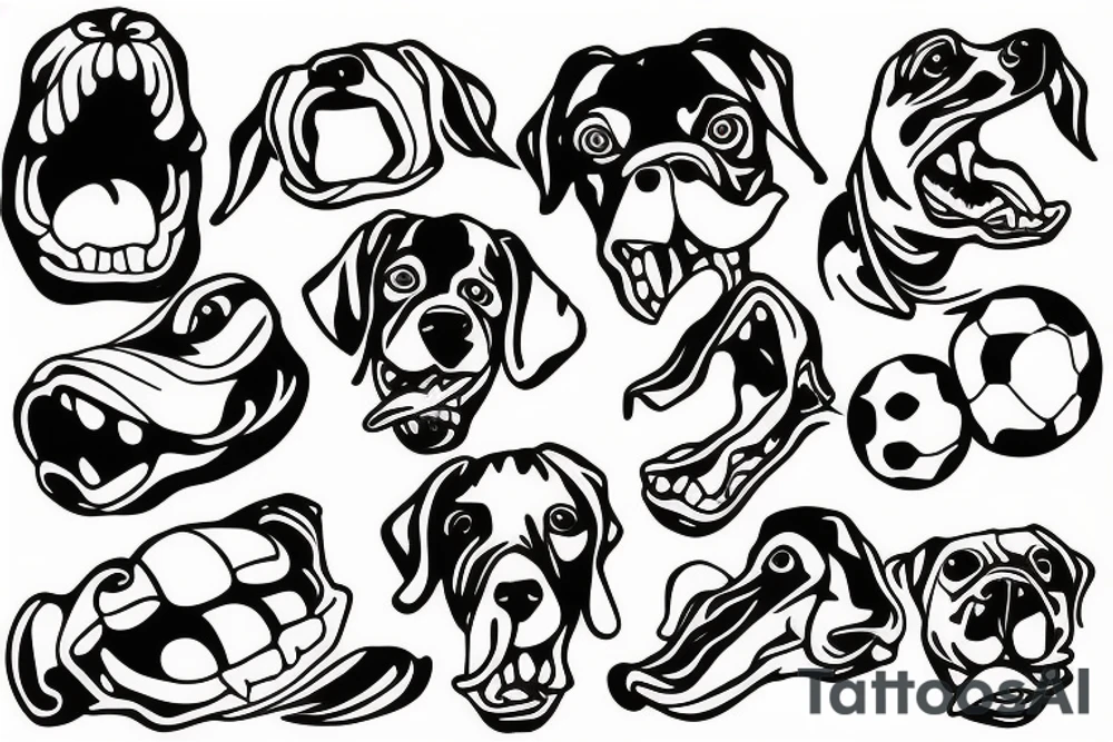 Dog with a ball in his mouth tattoo idea