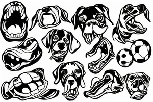 Dog with a ball in his mouth tattoo idea