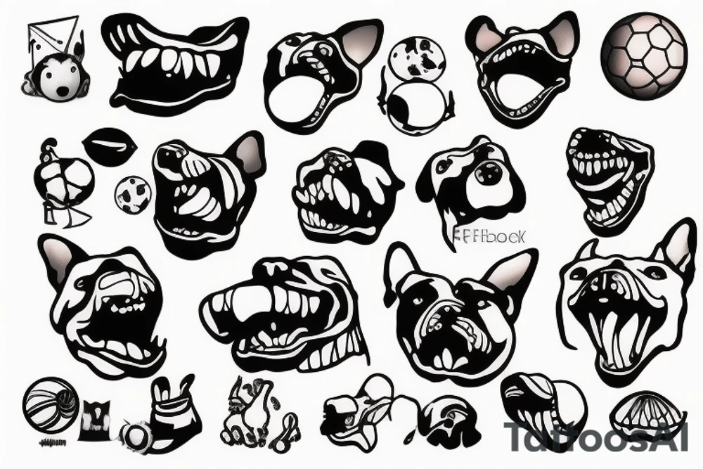 Dog with a ball in his mouth tattoo idea