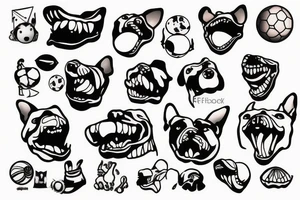 Dog with a ball in his mouth tattoo idea