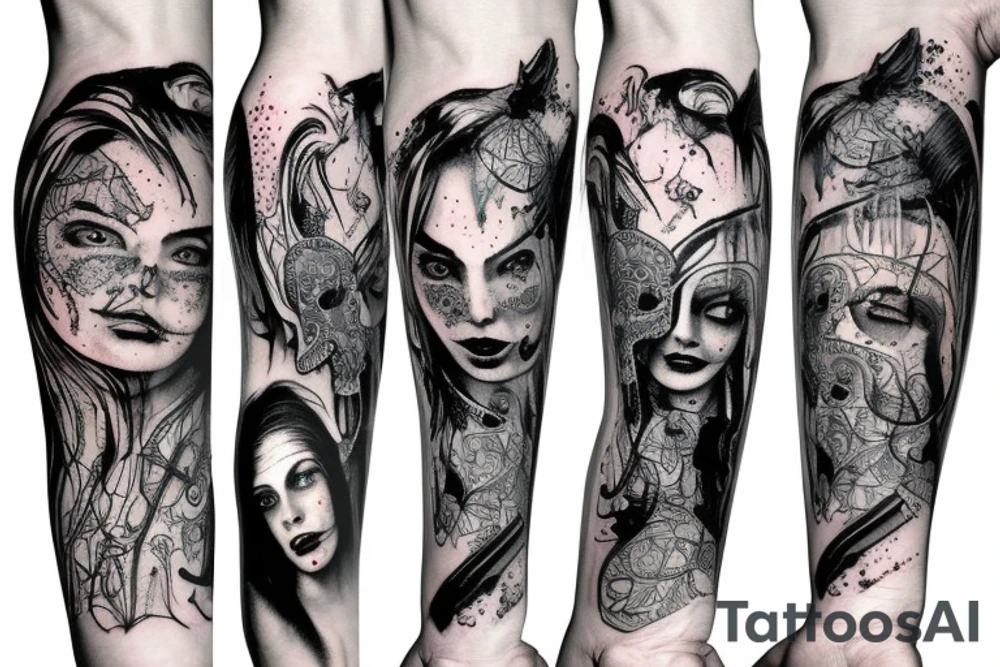 Alice in wonderland by HR Giger with neon tattoo idea