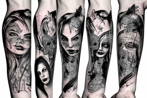 Alice in wonderland by HR Giger with neon tattoo idea