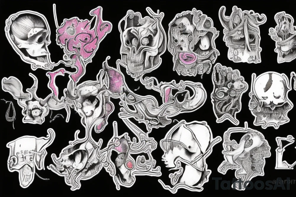 Alice in wonderland by HR Giger with neon tattoo idea