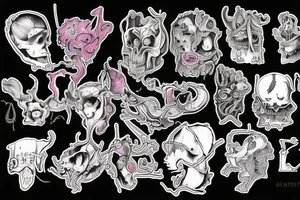 Alice in wonderland by HR Giger with neon tattoo idea
