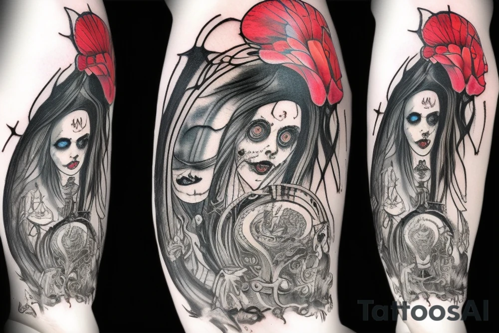 Alice in wonderland by HR Giger with neon tattoo idea