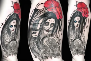 Alice in wonderland by HR Giger with neon tattoo idea