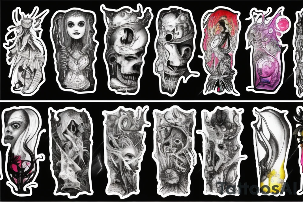 Alice in wonderland by HR Giger with neon tattoo idea