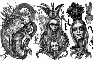 Alice in wonderland by HR Giger with neon tattoo idea