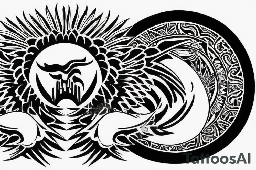 Ark angel, moon, clouds, heaven tattoo idea