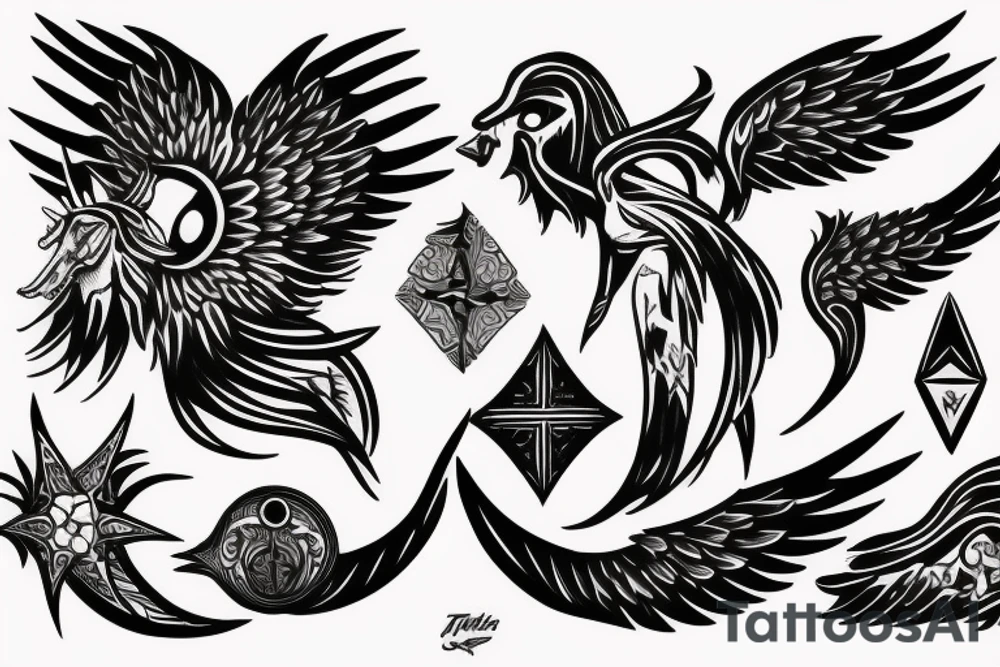 Ark angel, moon, clouds, heaven tattoo idea
