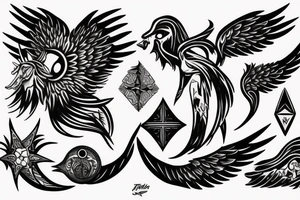 Ark angel, moon, clouds, heaven tattoo idea