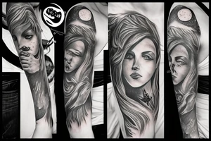 Ark angel, moon, clouds, heaven tattoo idea