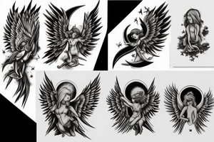 Ark angel, moon, clouds, heaven tattoo idea