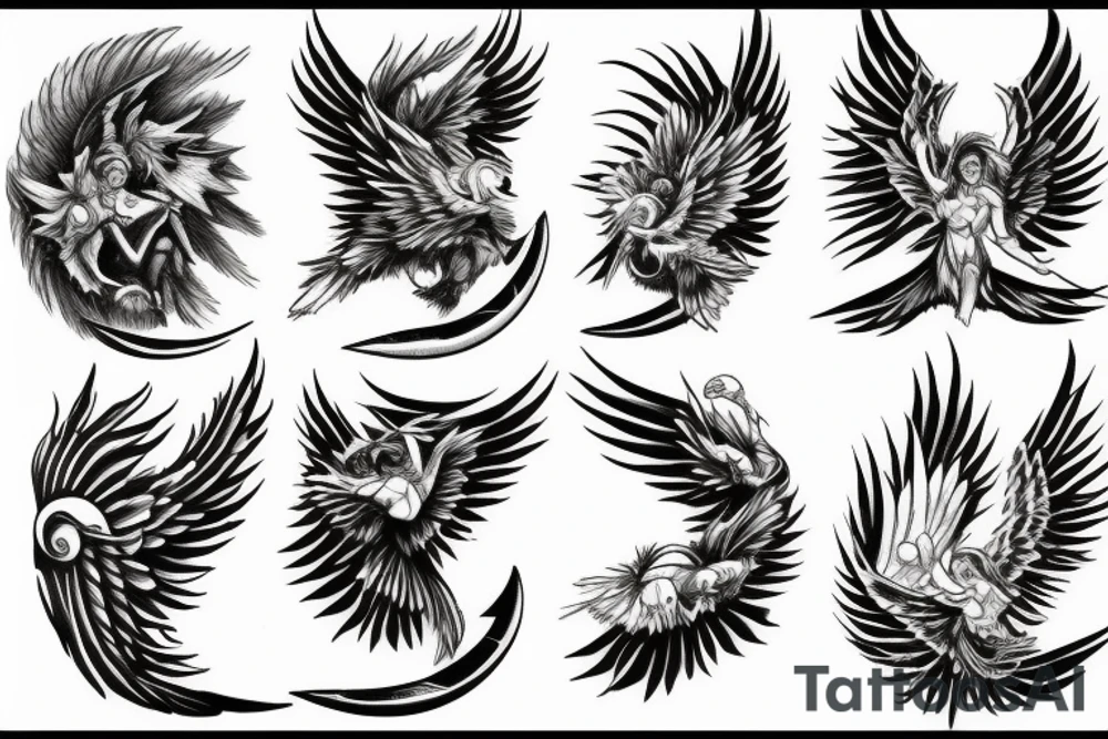 Ark angel, moon, clouds, heaven tattoo idea