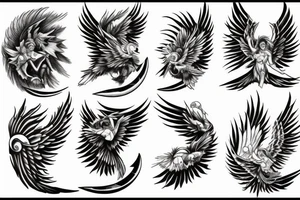 Ark angel, moon, clouds, heaven tattoo idea