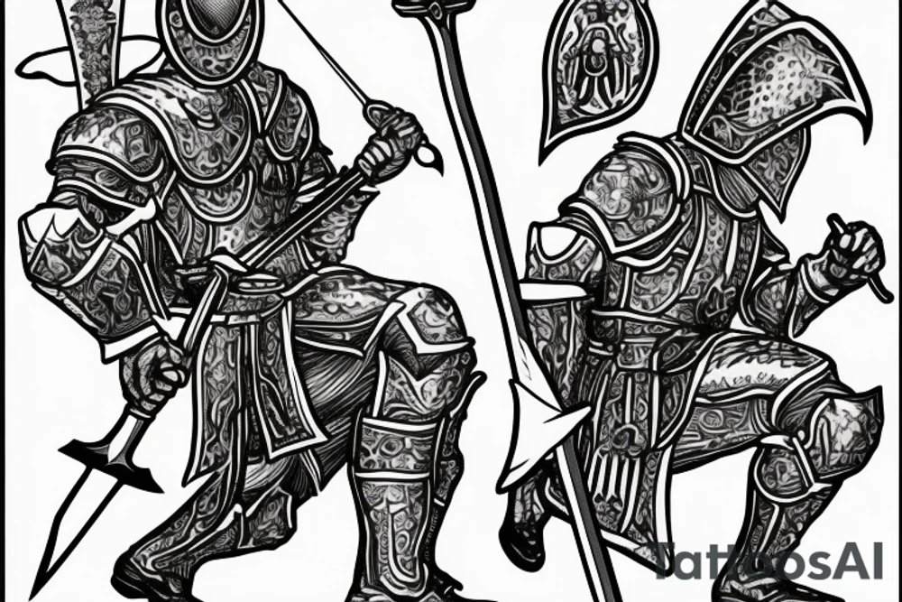 Knight kneeling plunging a sword into the ground tattoo idea Knight kneeling plunging a sword into the ground tattoo idea