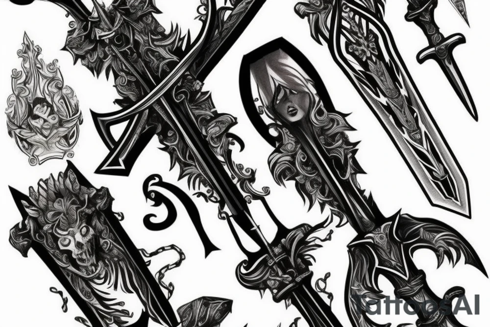 Gothic two handed broad sword tattoo idea