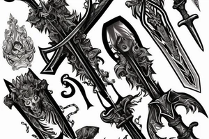 Gothic two handed broad sword tattoo idea