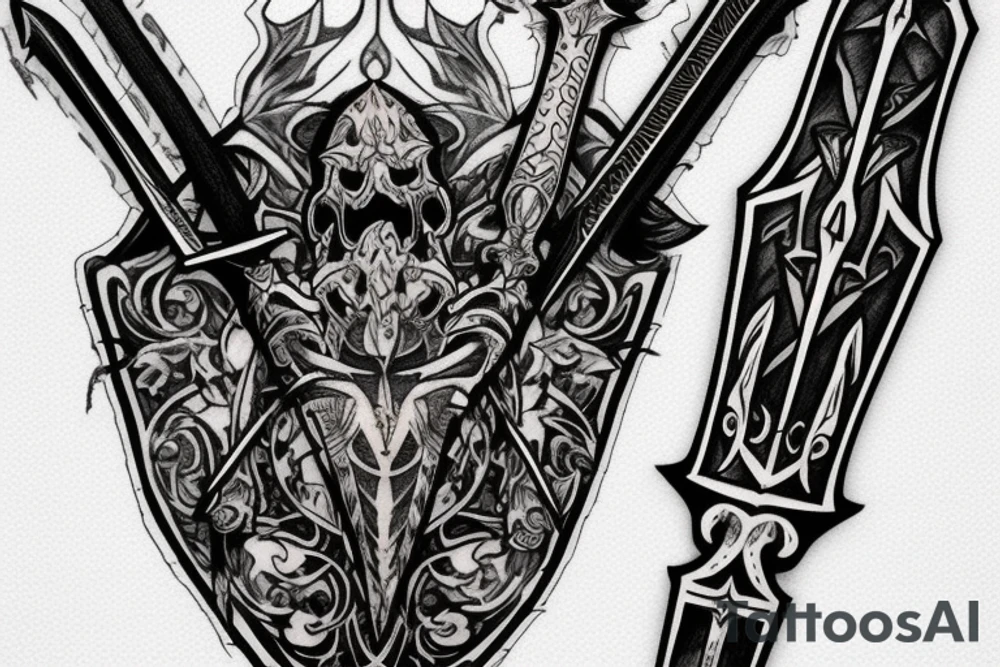 Gothic two handed broad sword tattoo idea