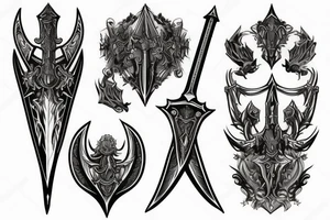 Gothic two handed broad sword using line shading tattoo idea