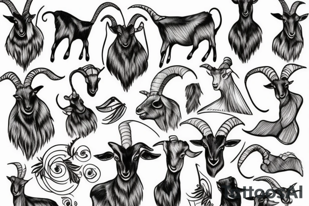 goat dressed in costume tattoo idea