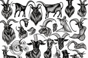 goat dressed in costume tattoo idea