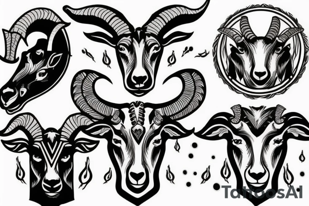 goat front to front warrior tattoo idea