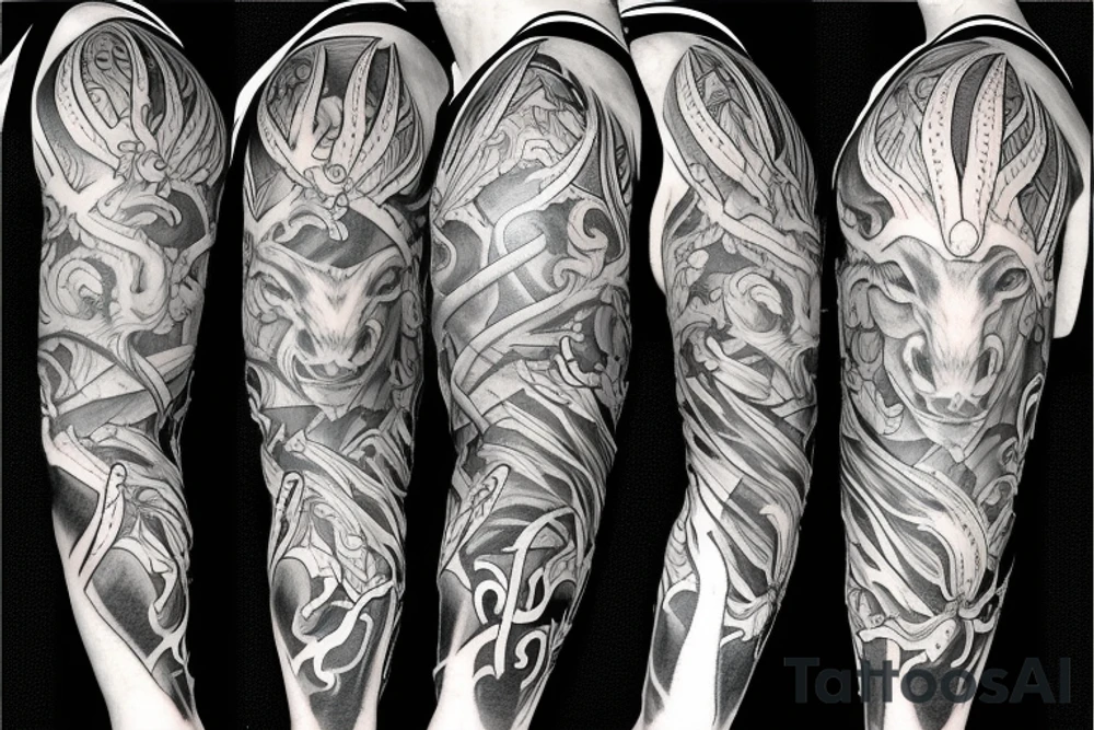 goat front to front warrior tattoo idea