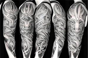 goat front to front warrior tattoo idea