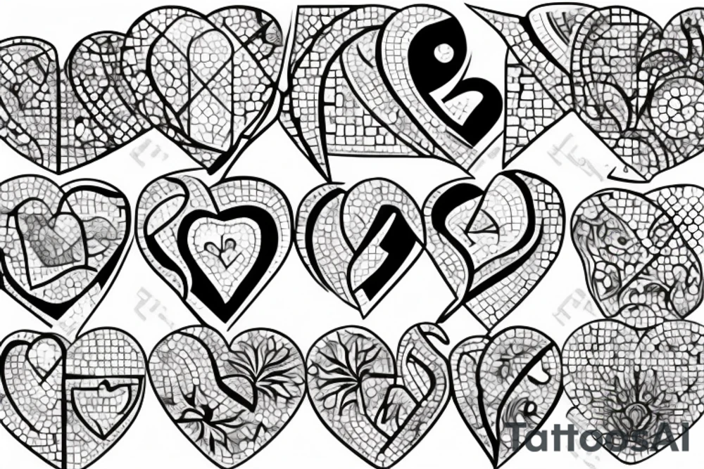 mosaic broken heart tattoo idea