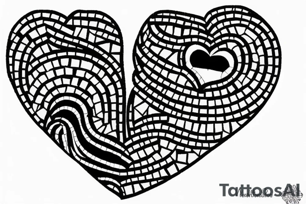 mosaic broken heart tattoo idea