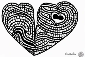 mosaic broken heart tattoo idea