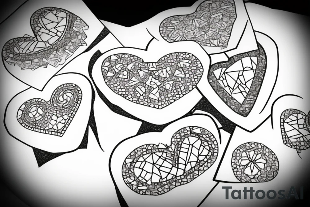 mosaic broken heart tattoo idea