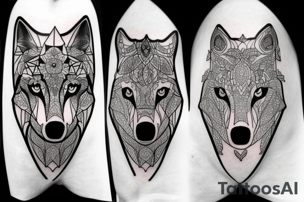 Wolf and flowers tattoo idea