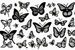 An orchidea and a butterfly tattoo idea