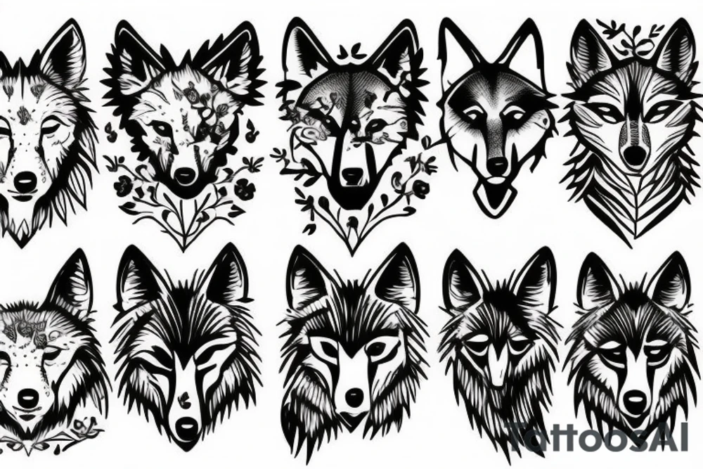 Wolf and flowers tattoo idea