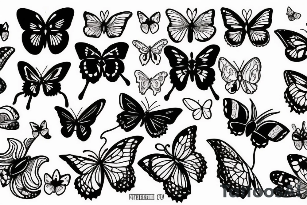 An orchidea and a butterfly tattoo idea