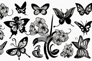 An orchidea beside a butterfly tattoo idea