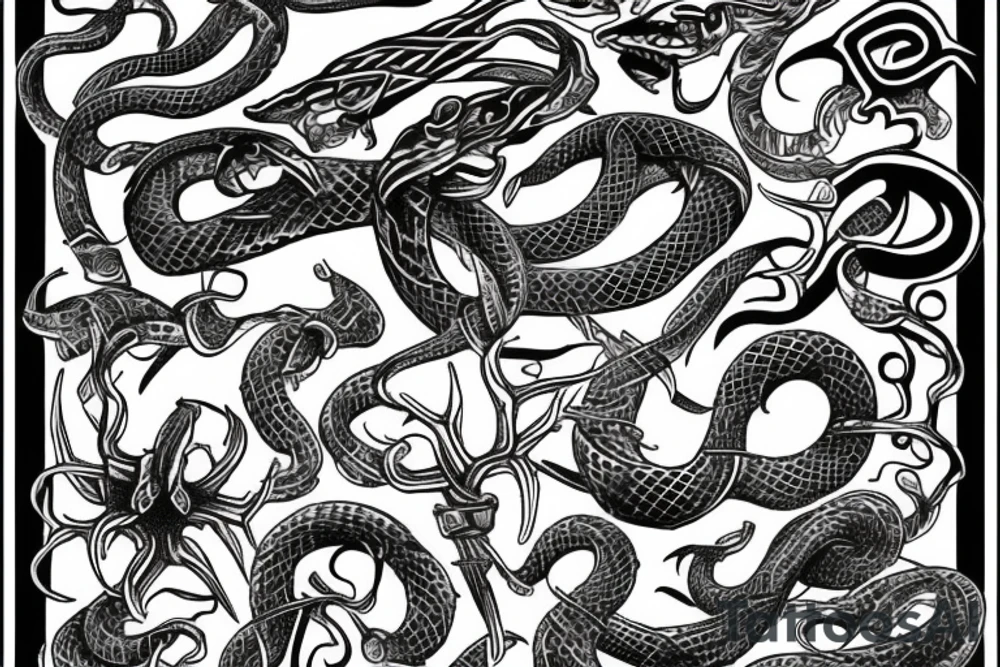 snake wrapped around dagger tattoo idea