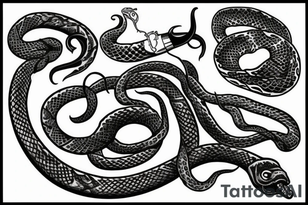 snake wrapped around dagger tattoo idea