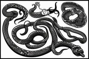 snake wrapped around dagger tattoo idea